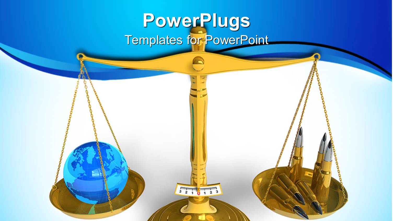 Peace or War Metaphor with World and Bullets on Scale