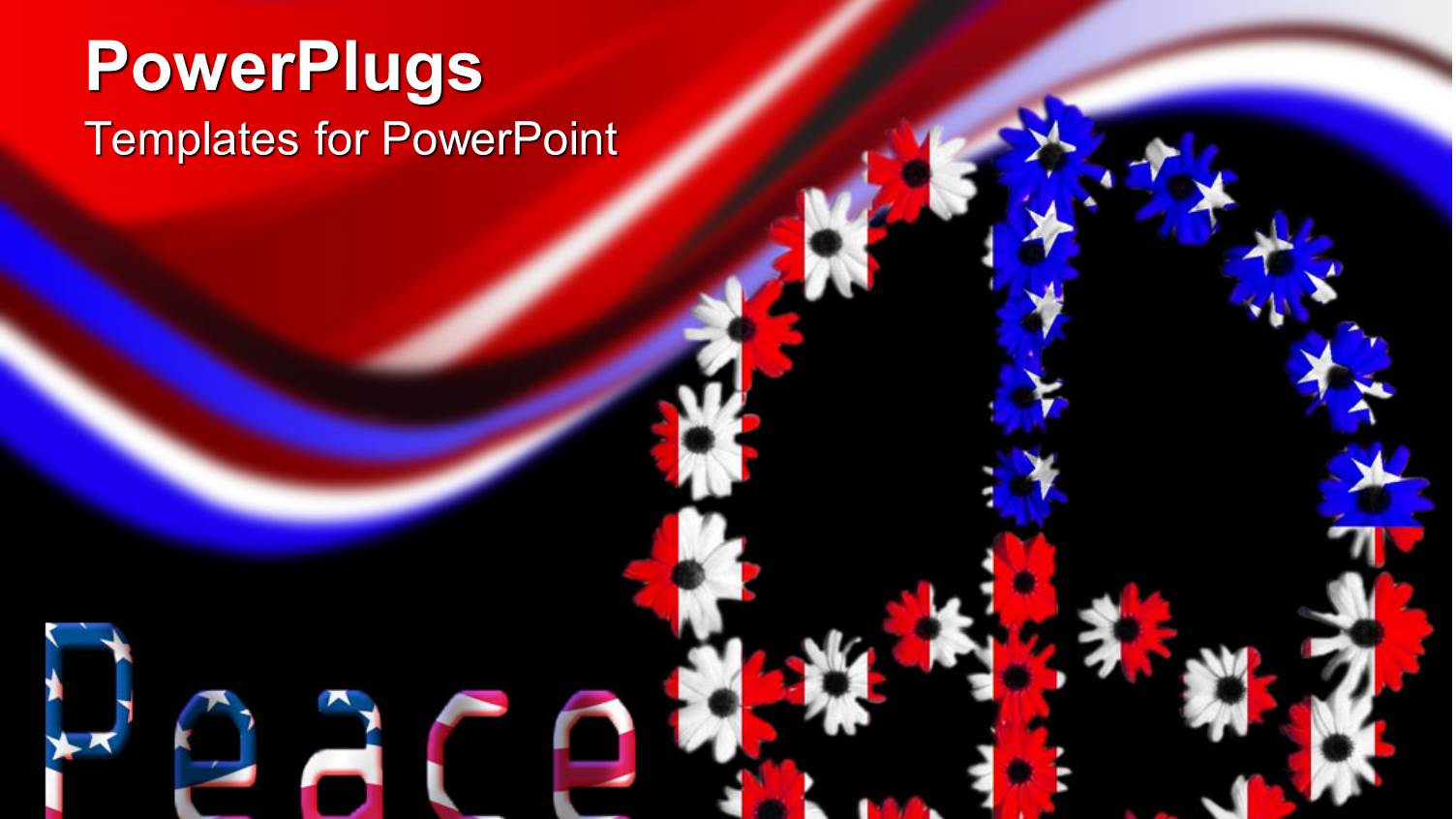 Peace Word with American Flag Letters and Peace Symbol Colored in United States Flag Colors