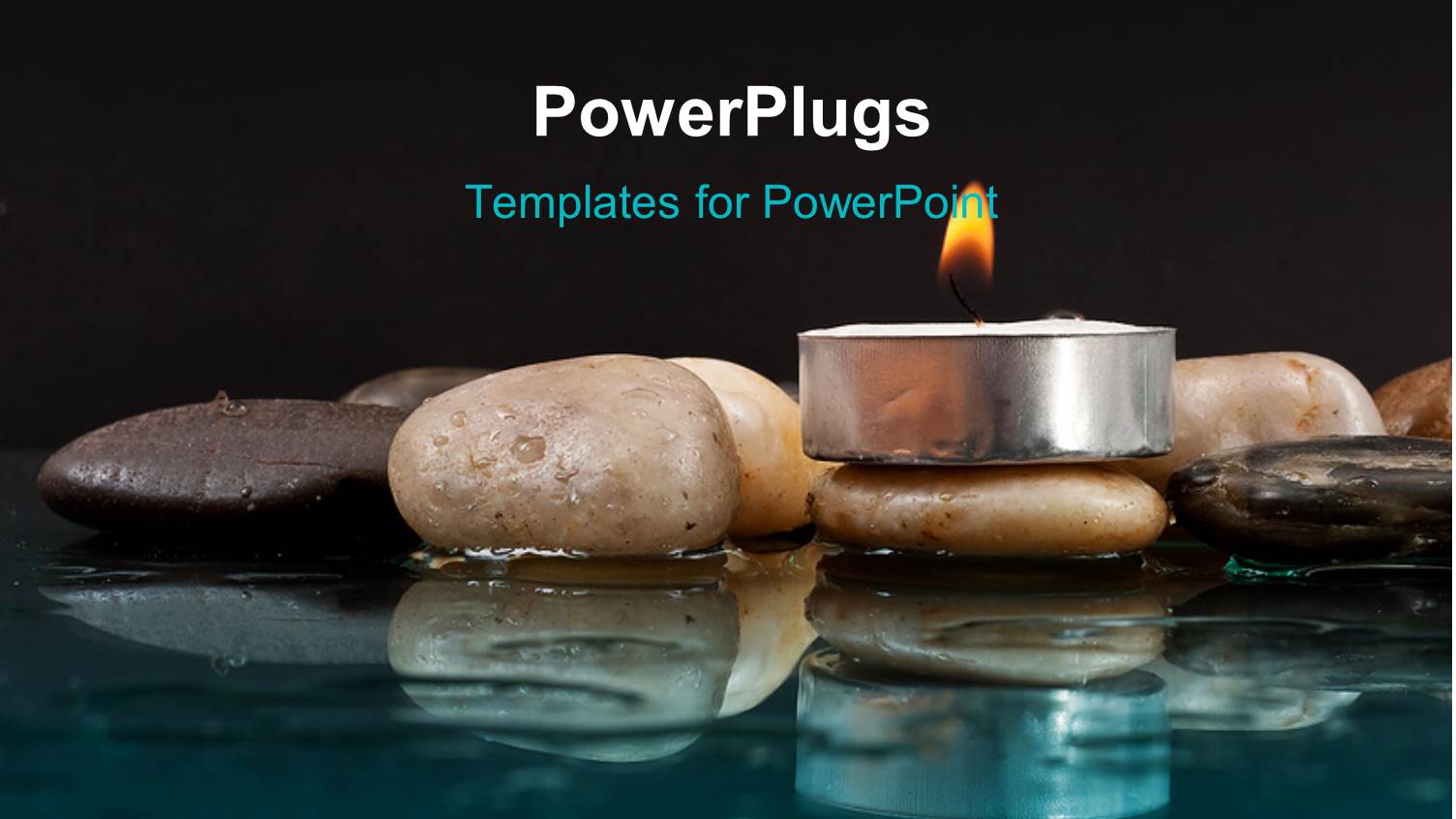 Peaceful Setting with Rocks and Candle on Water with Black Color