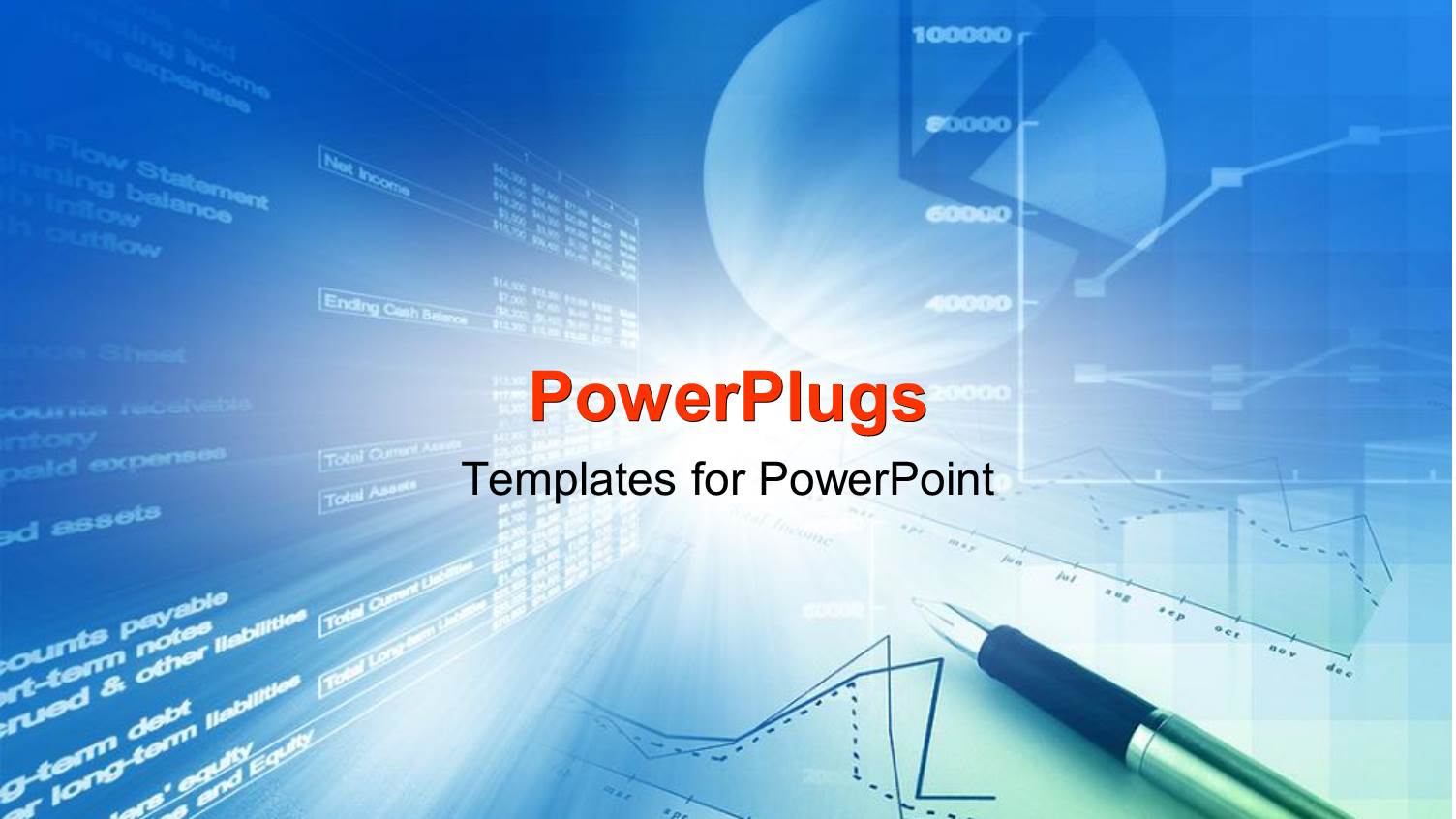 Pen on Financial Report with Charts on Futuristic Screen