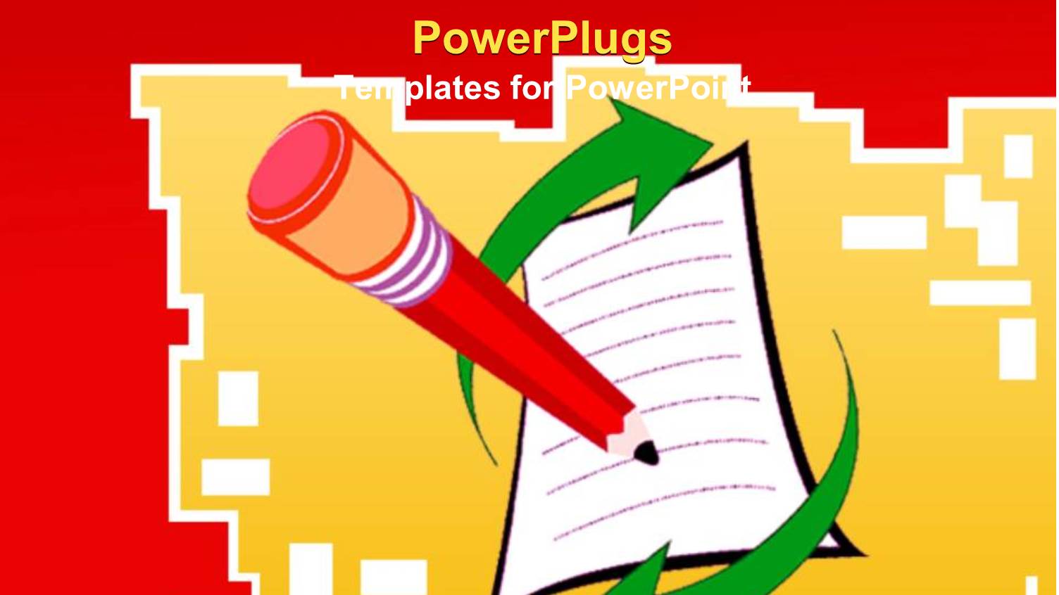 Pencil and Paper, Green Arrows, Yellow Background, Writing