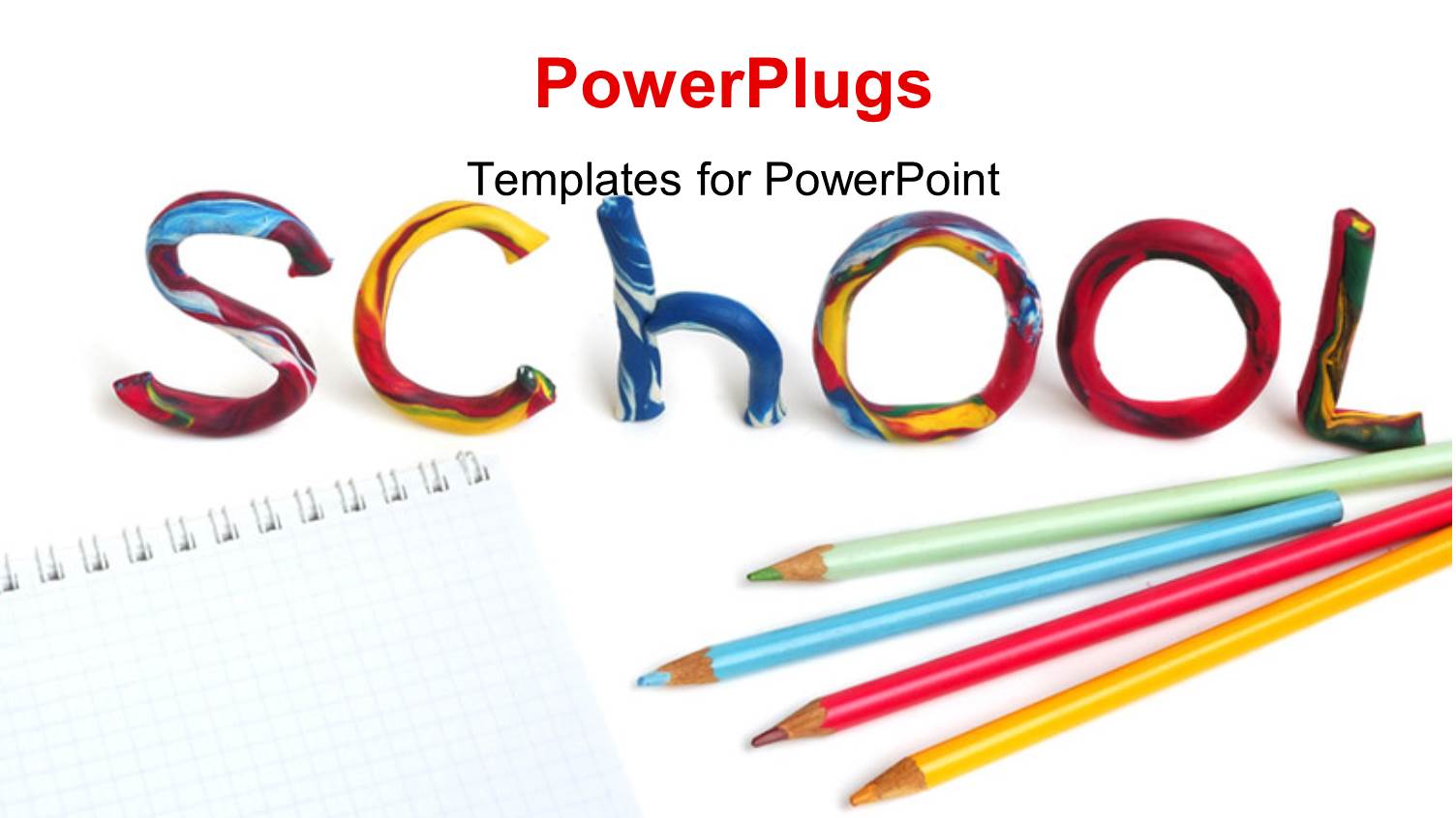Pencils and Crayons on Notepad with Colorful Text SCHOOL