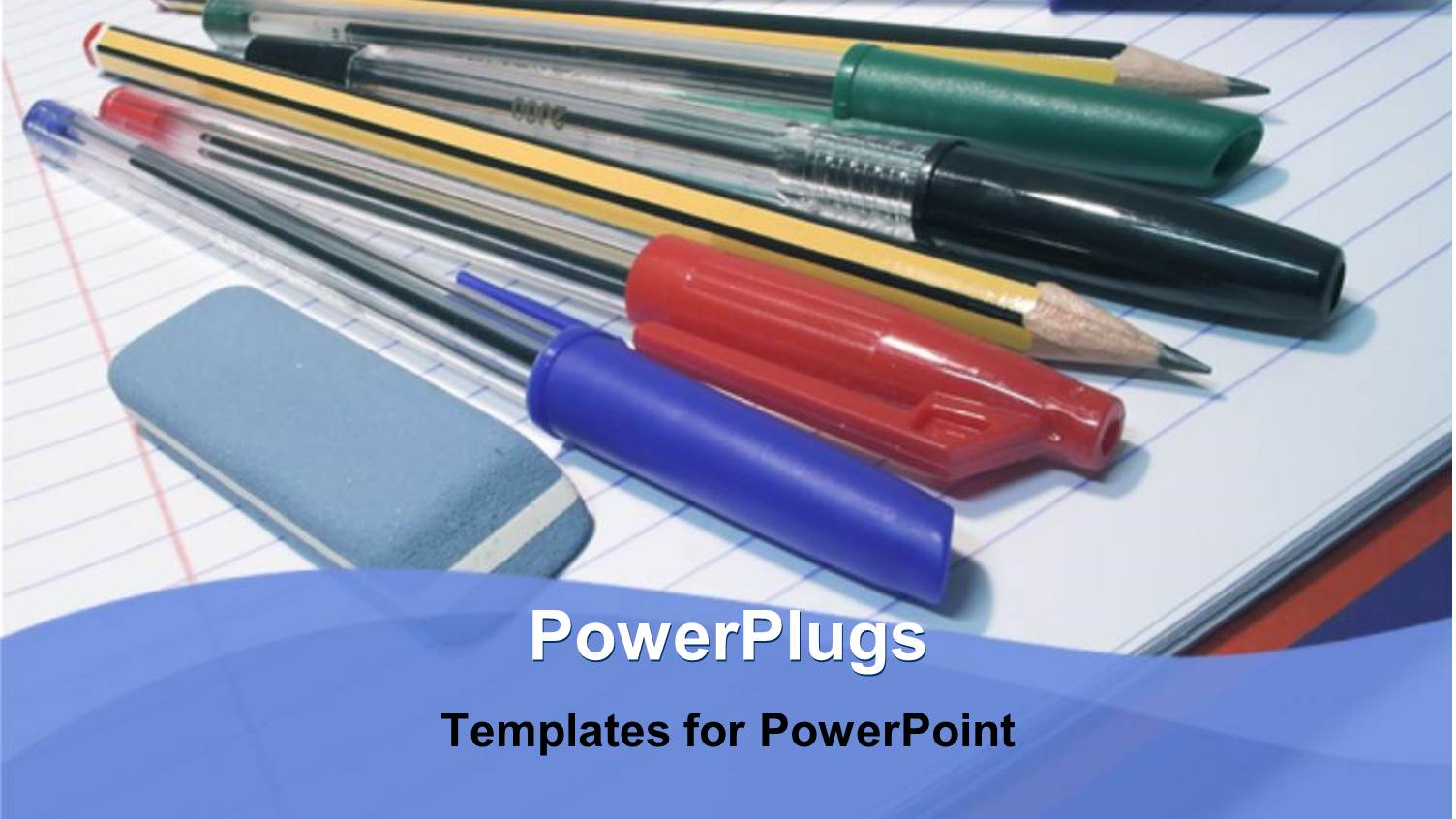 Pencils and Pens with a Eraser on an Open Book