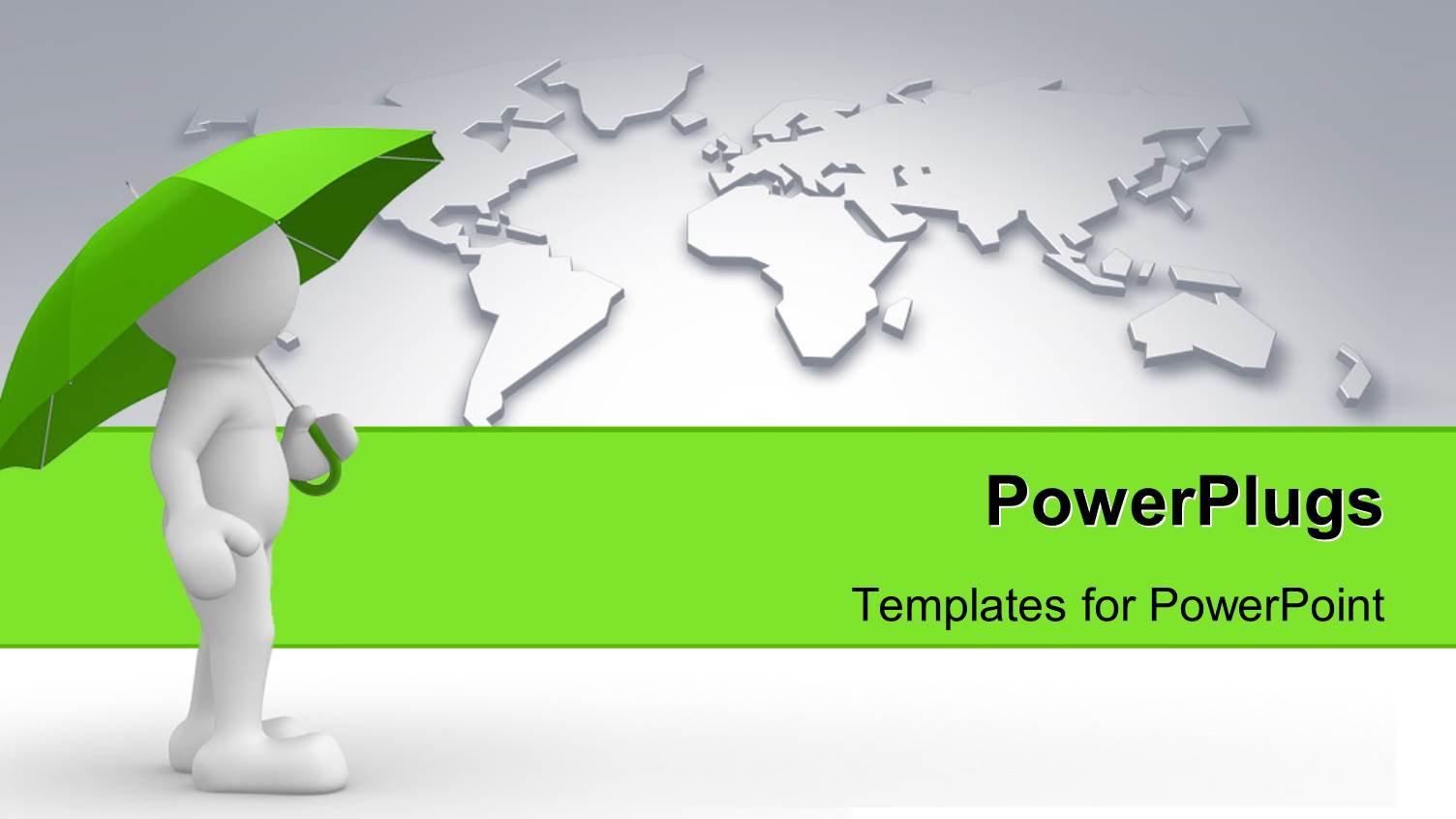 a Close Up View of a White Colored 3D Character Holding a Green Umbrella