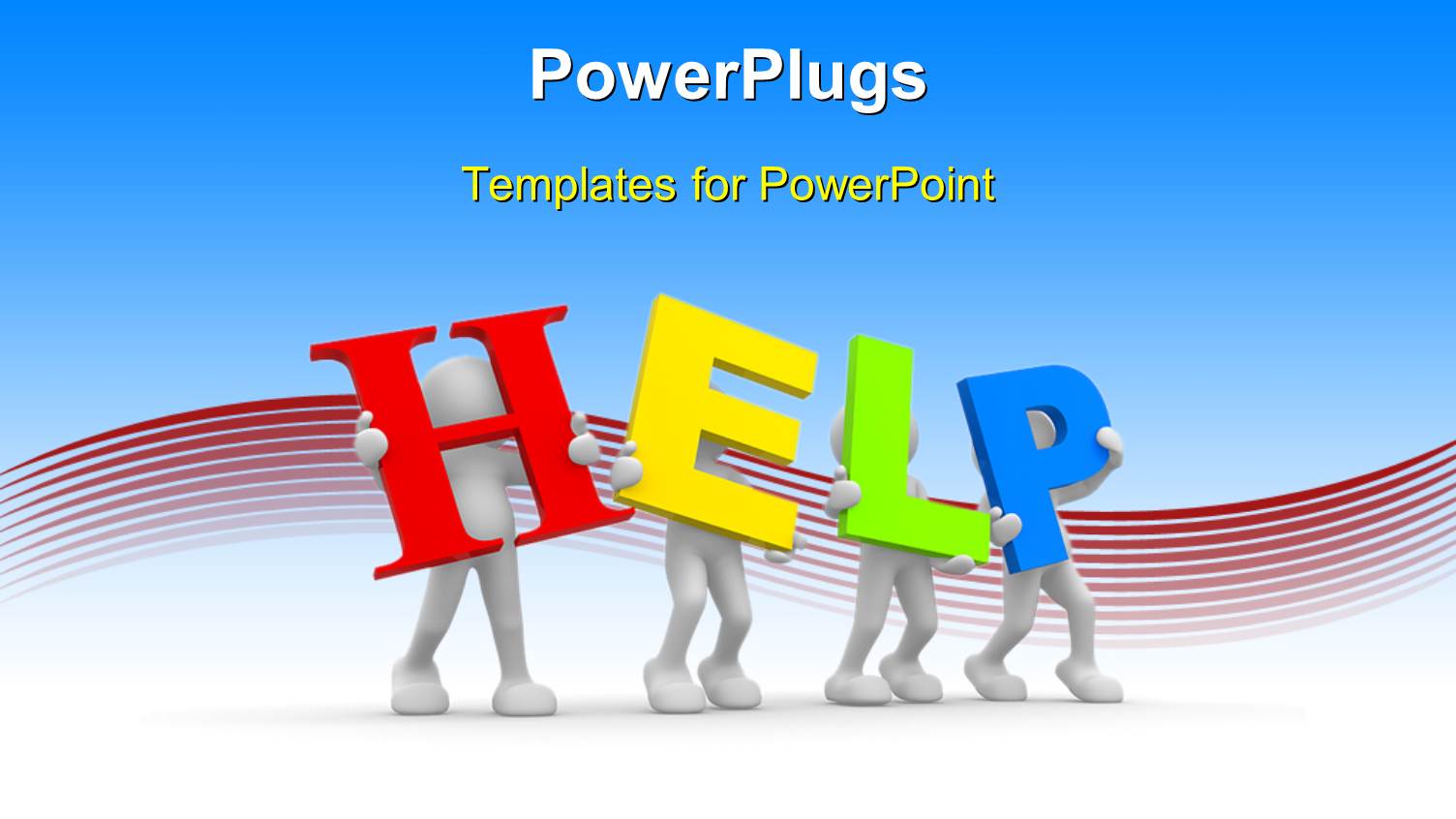 3D Men Hold Colorful Letters Forming Word HELP