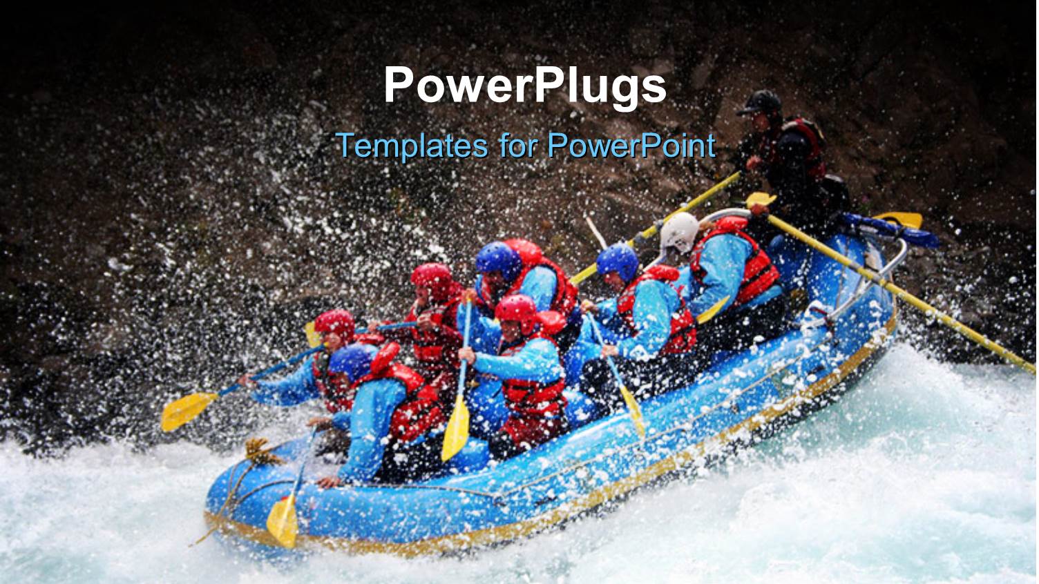 People in Blue Raft with Yellow Paddles in Chiko River