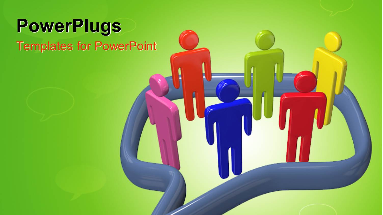 People in Colors Talk Social Media Inside a big 3D Speech Bubble with Green Color