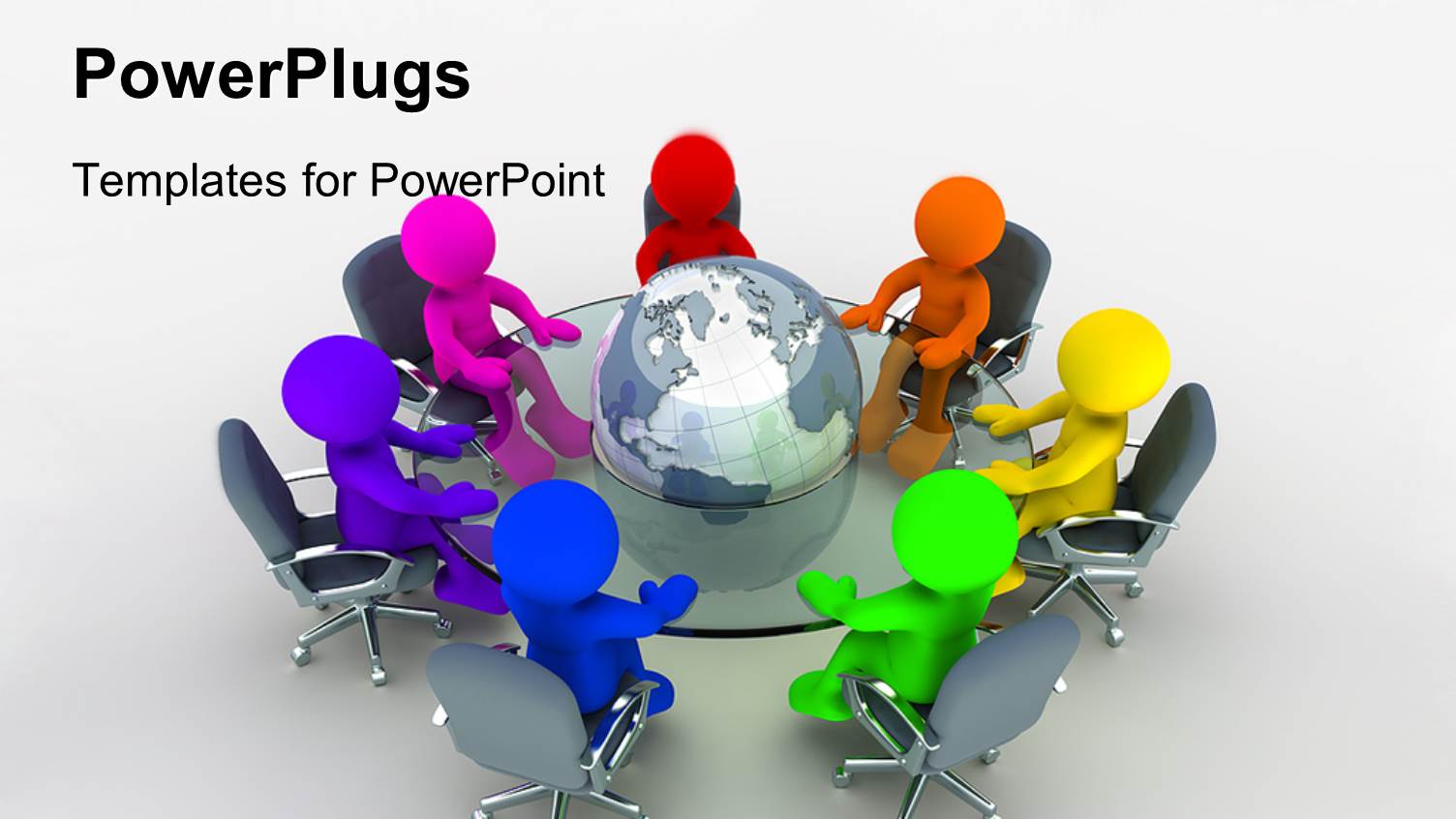 People of Different Nationalities Sitting Round Glass Table with the Earth Globe