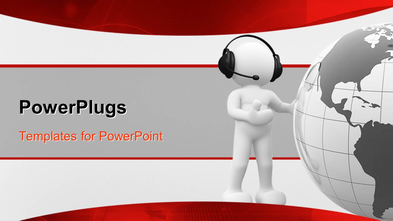 3D Man with Headphone Stands Beside Earth Globe on White Background