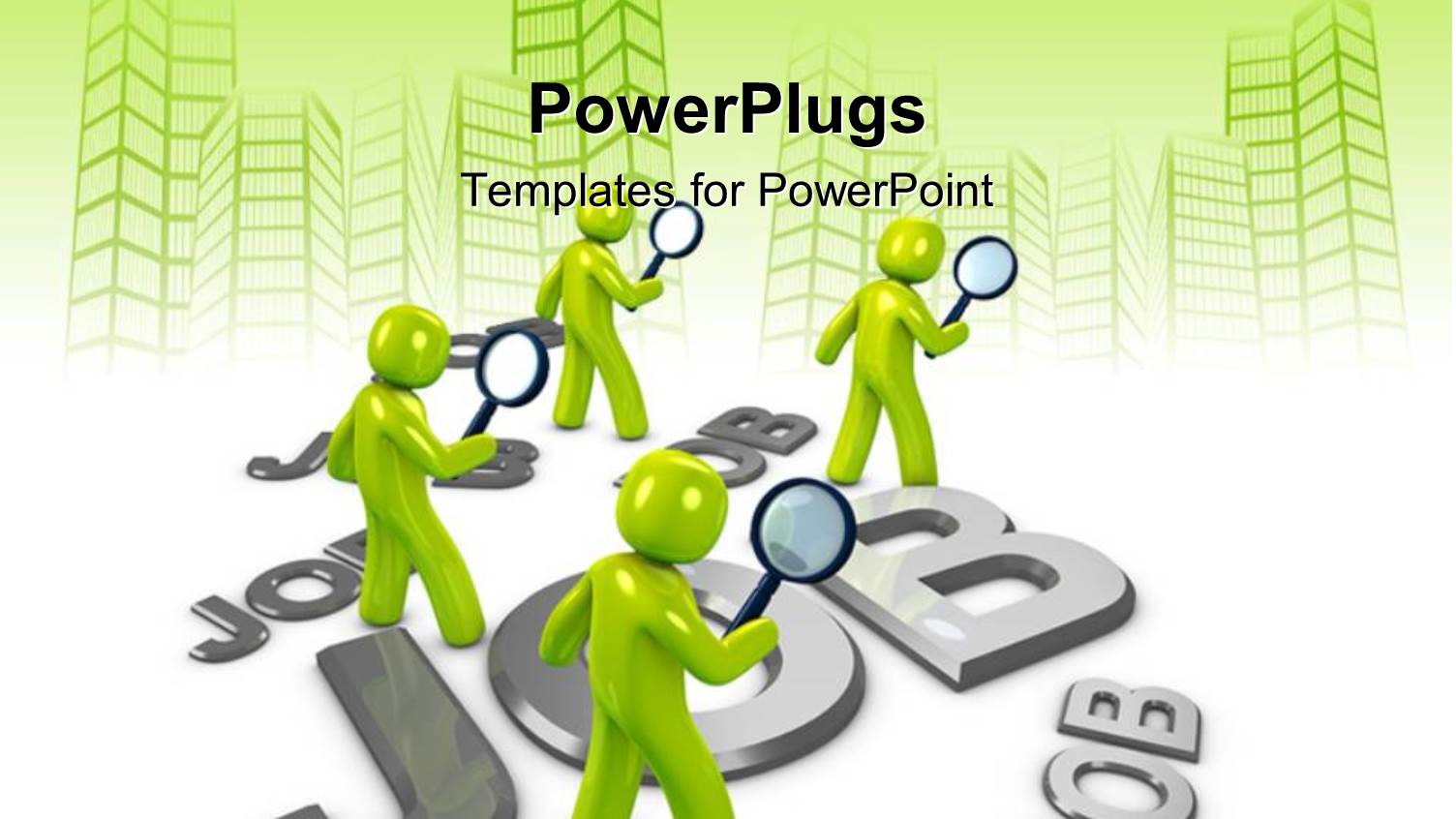 People Looking for Job Options with Vector Drawing of Buildings