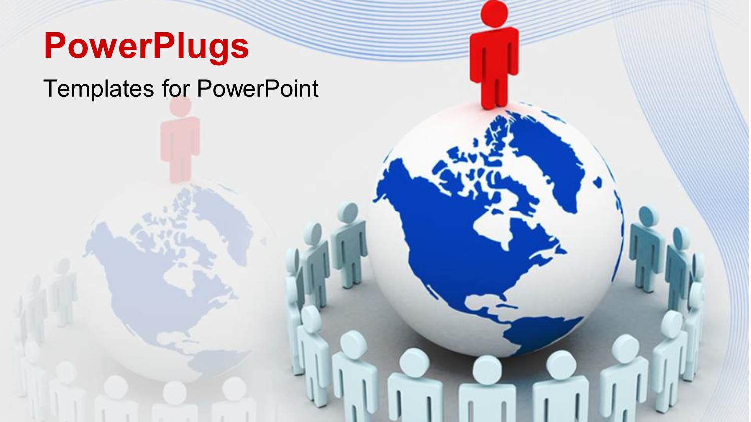 People Stand at Attention Round Earth Globe with Red Man Standing on Globe