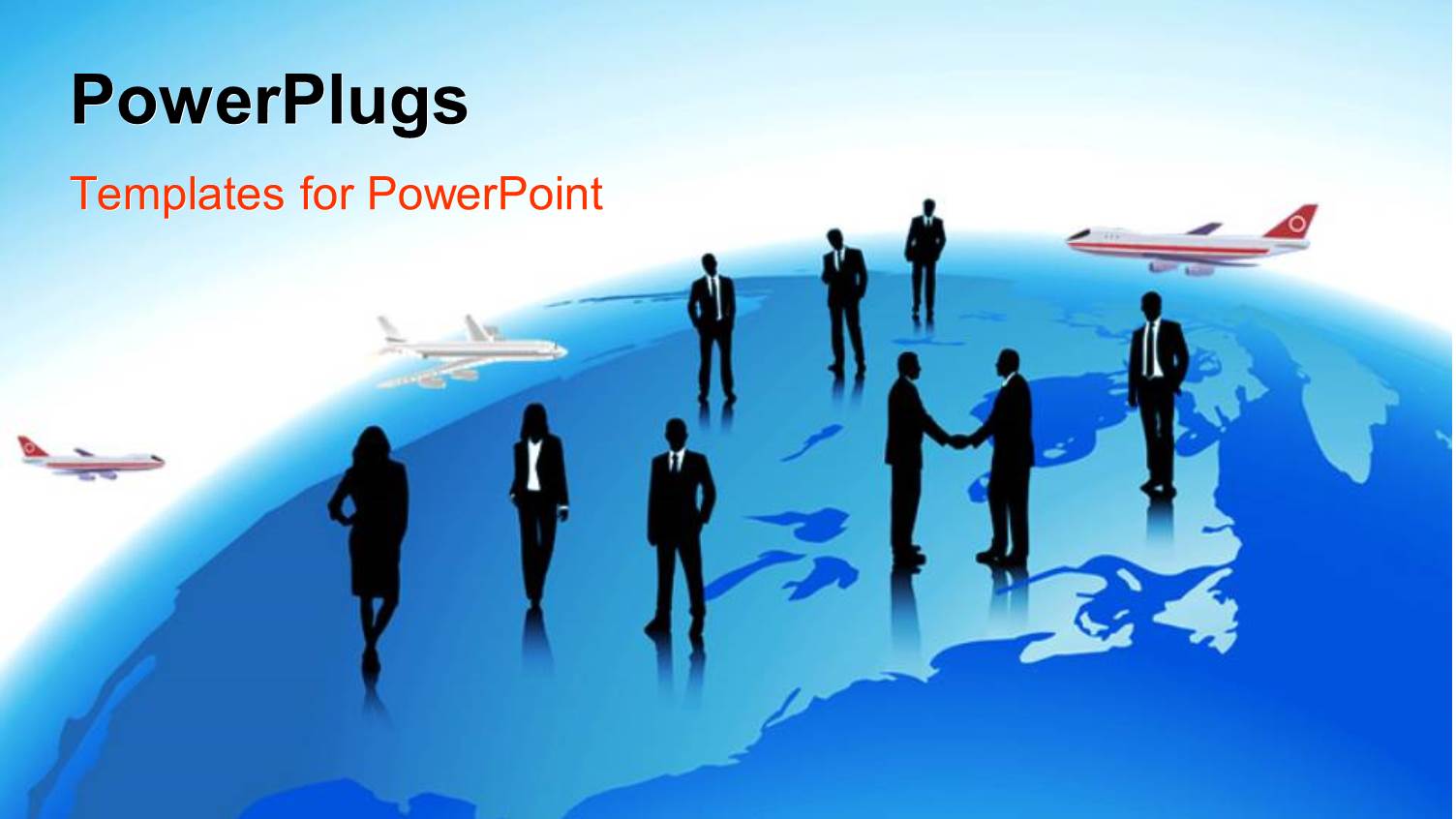 People Standing Over Earth Globe with Airlines Depicting Global Travel