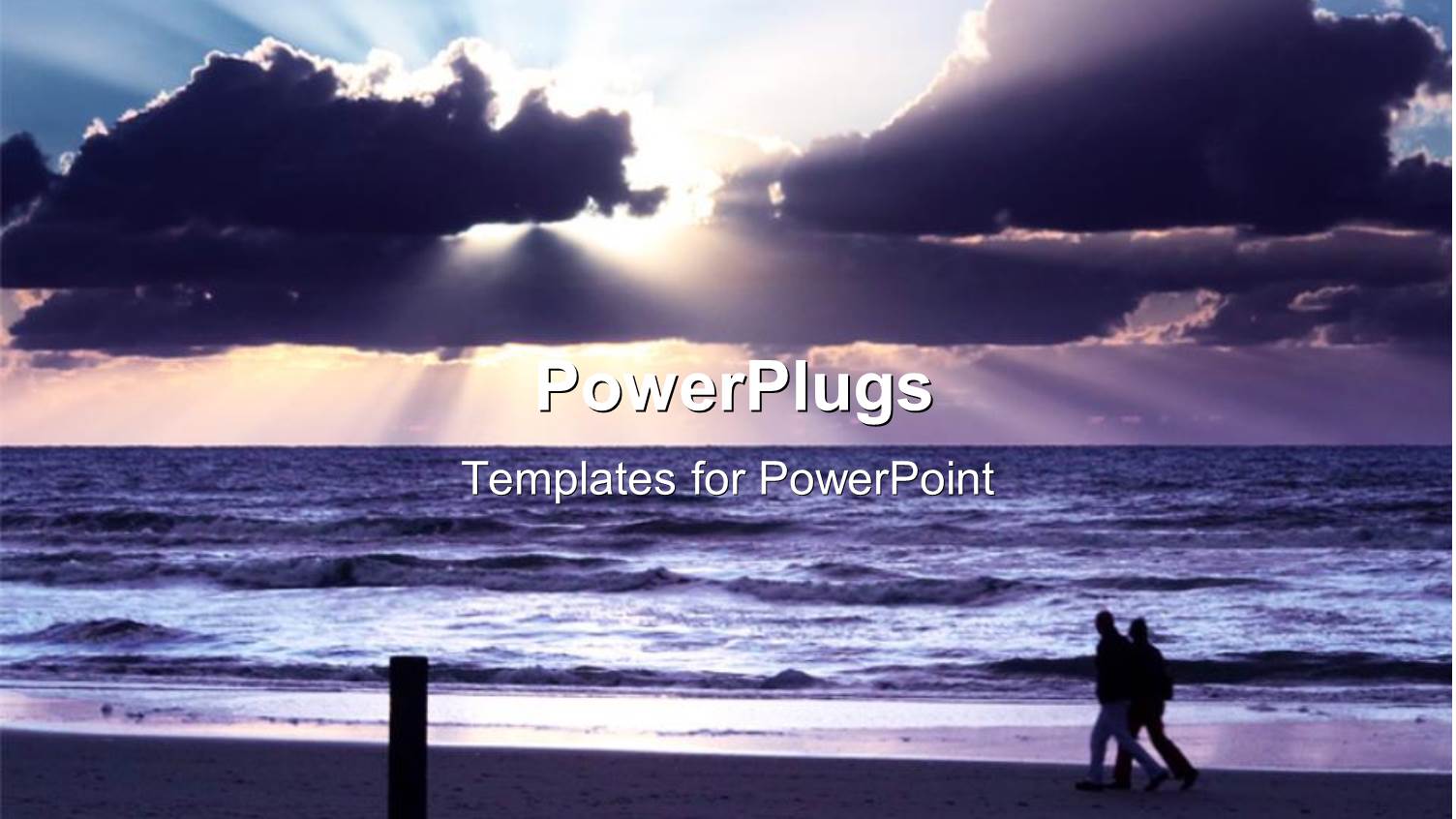 People Walking on Beach with Sunset in Cloudy Sky