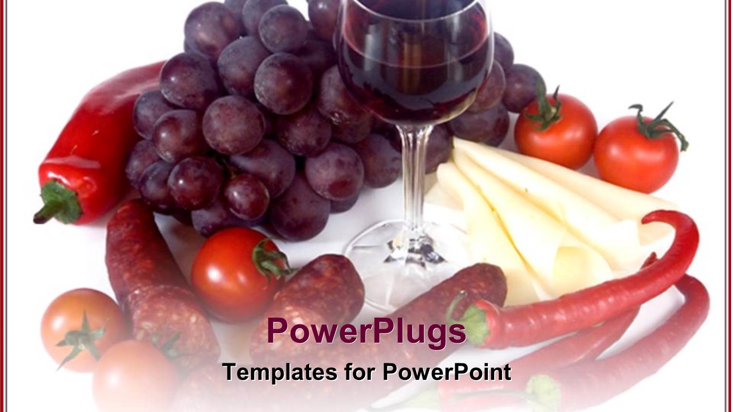 Pepper, Tomatoes, Vine and Wine Glass on White Background