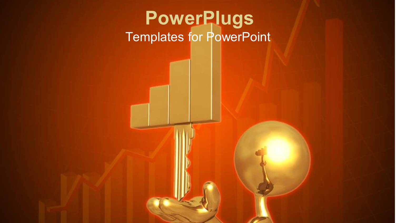 Performance Metaphor with Gold Person Holding Key and Bar Graph