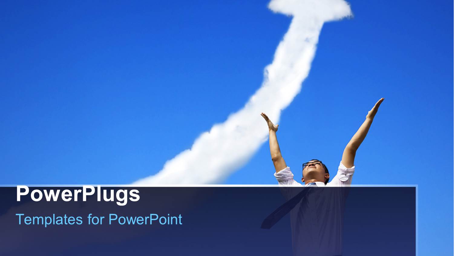 a Person with an Arrow Sign on the Bluish Background