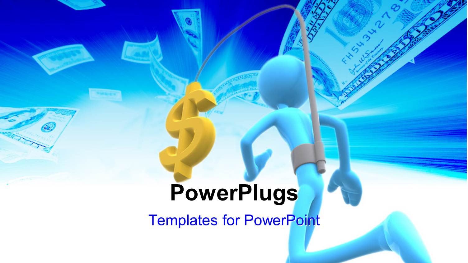 a Person Attached to a Dollar Note with Bluish Background