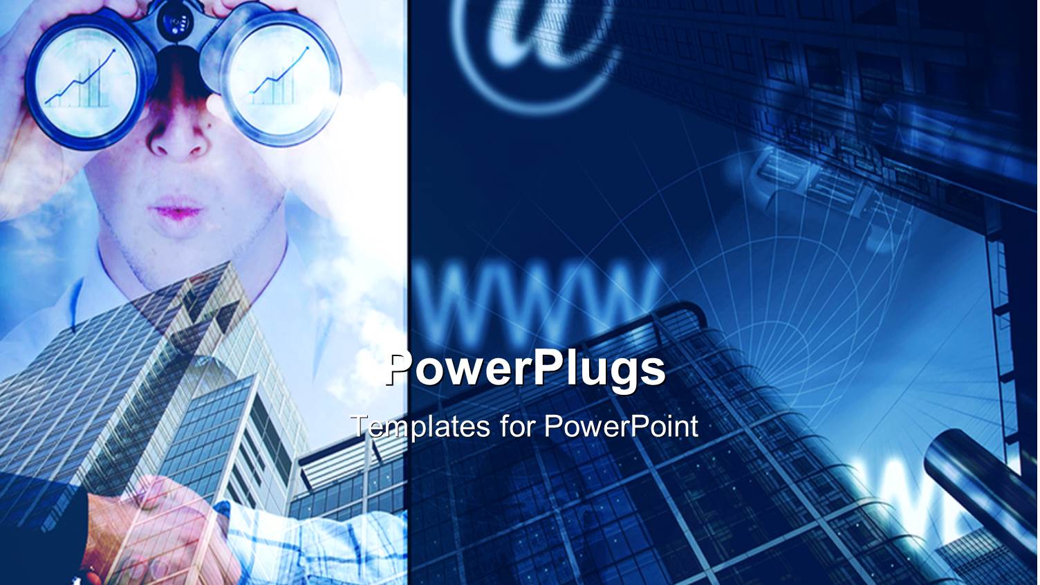 a Person with Binoculars and Buildings in the Background