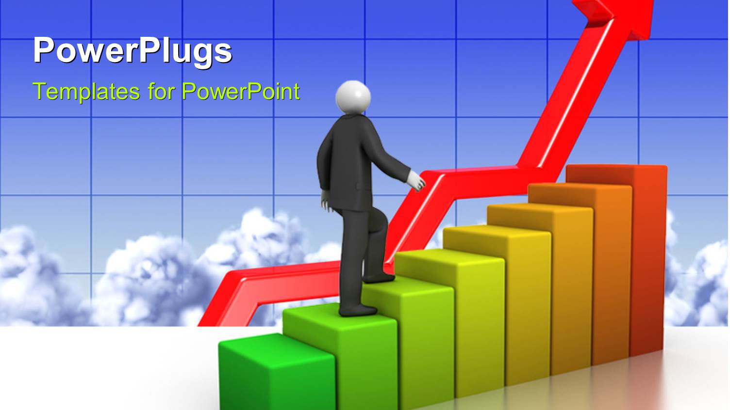 a Person Climbing the Growth Bar with Clouds in the Background