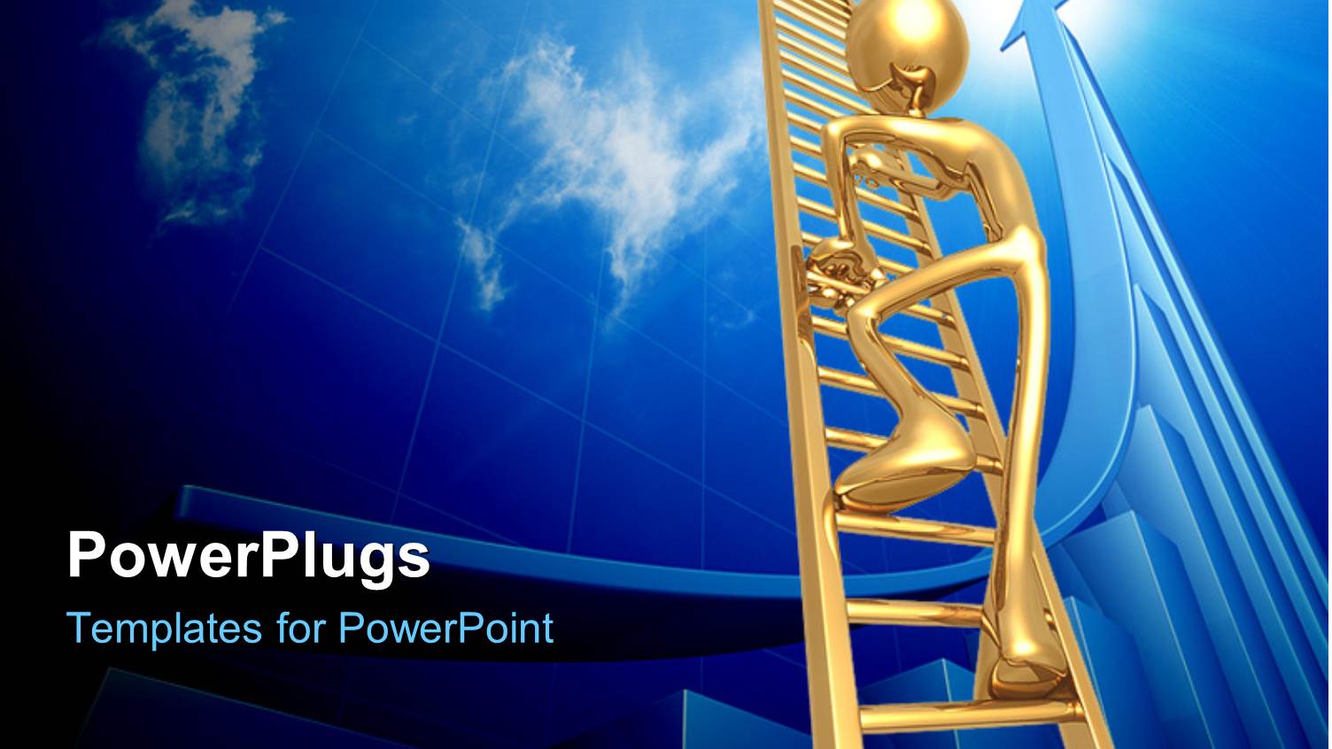 a Person Climbing the Ladder with Bluish Background