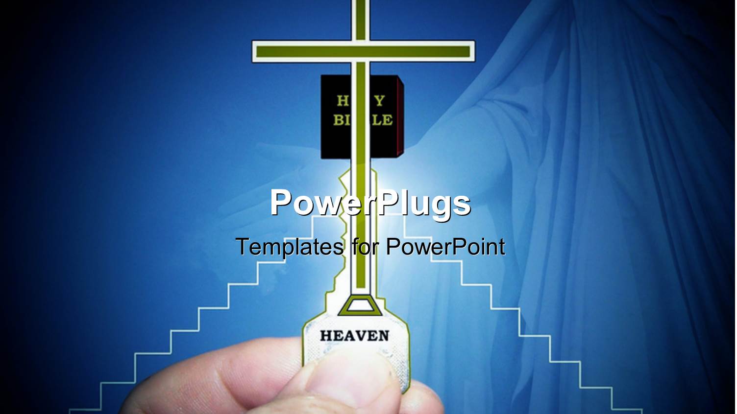 a Person with a Cross and a Bluish Background