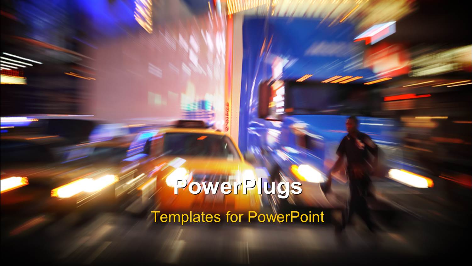 a Person Crossing a Busy Street with Lights in Background