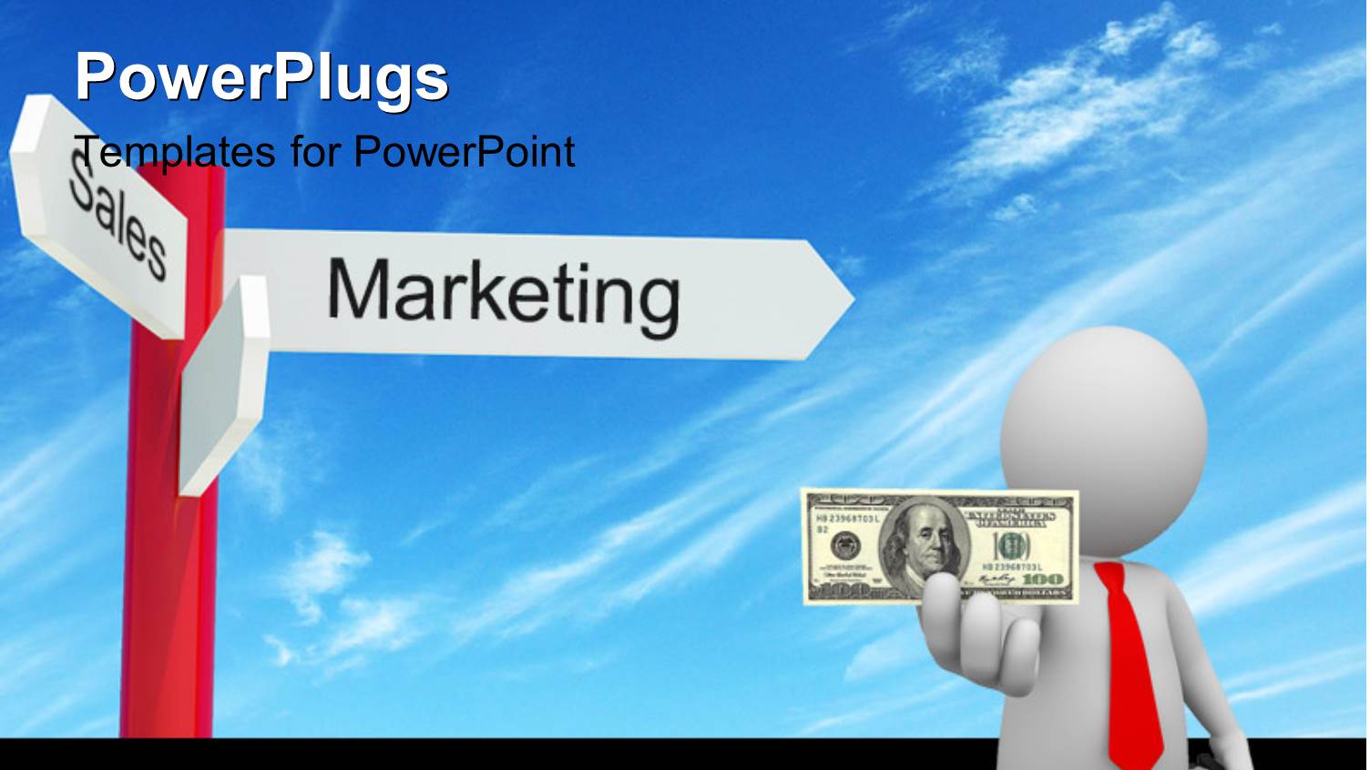 a Person with a Dollar Note and Signs in Background