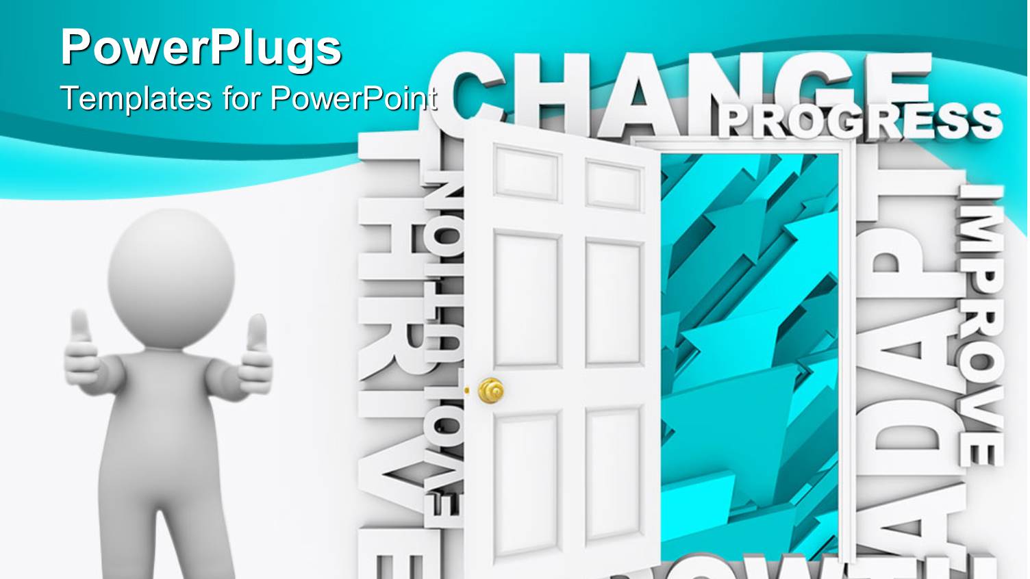 a Person who is Happy with a Door Opened and Bluish Background