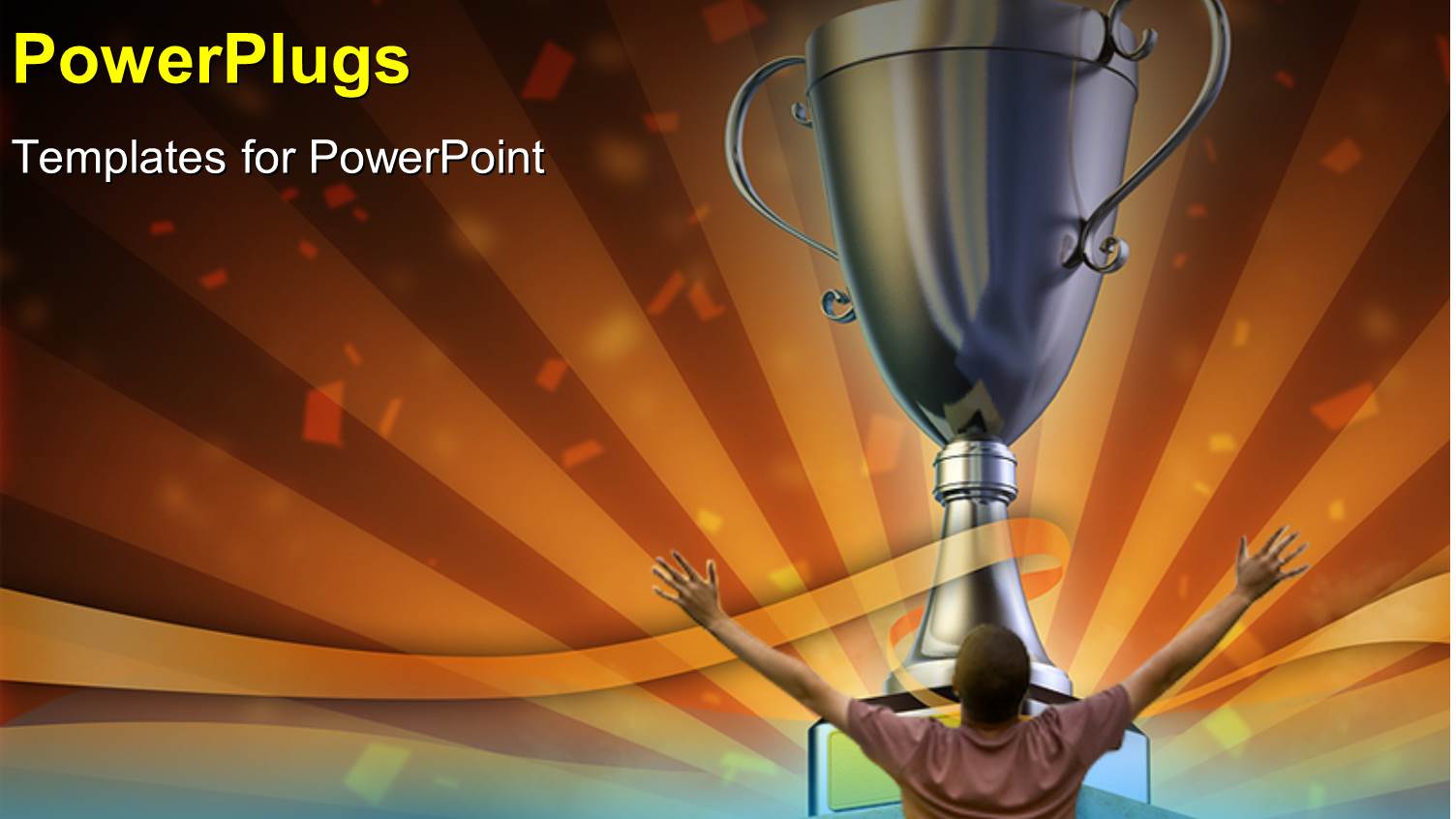 a Person Happy on Winning a Cup with Golden Background