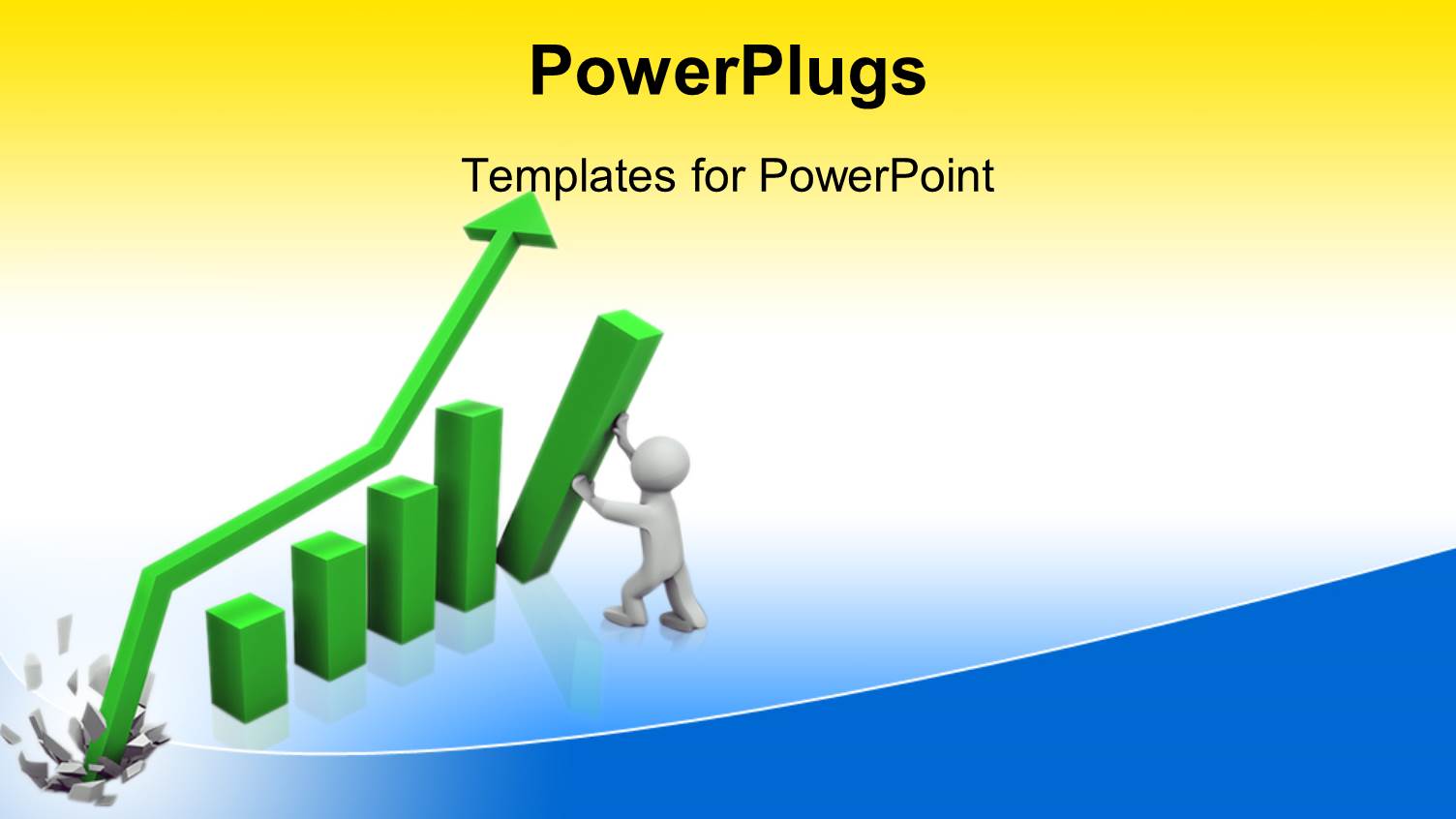 3D Man Building Successful Business Chart with Green Arrow