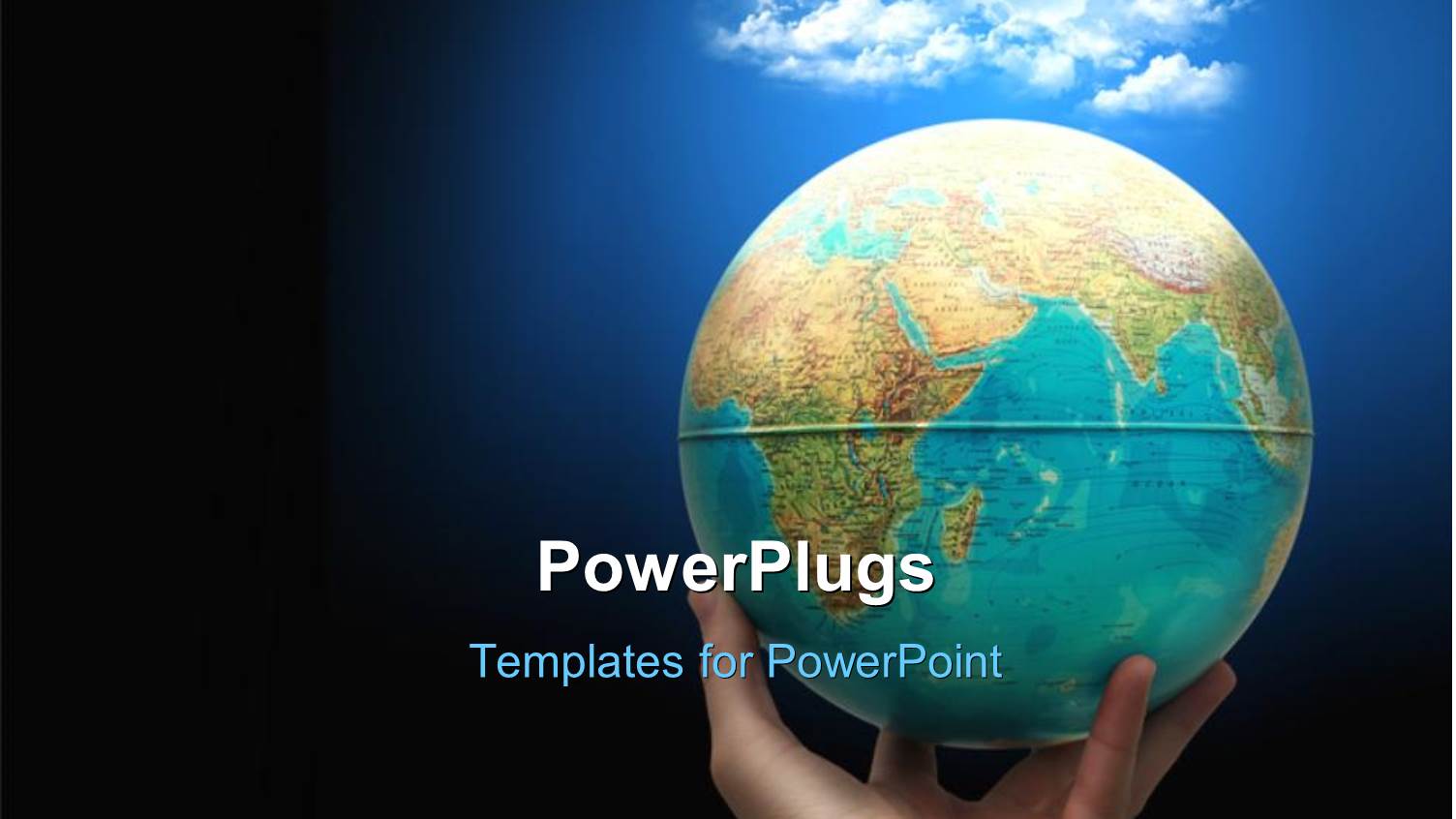 a Person Holding the Globe with Clouds in the Background