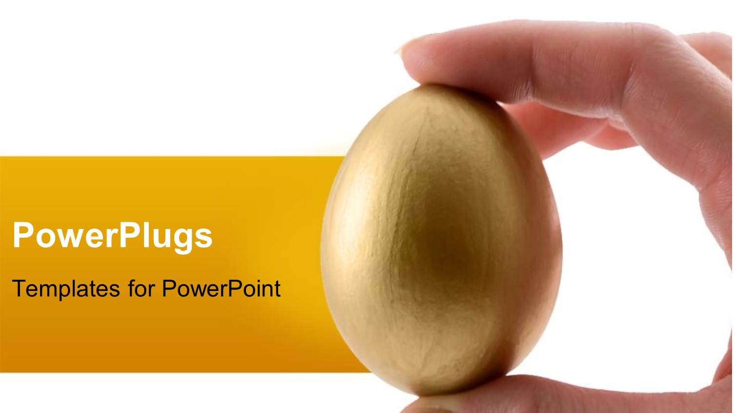 Person Holding Golden Egg Between Fingers in White Background