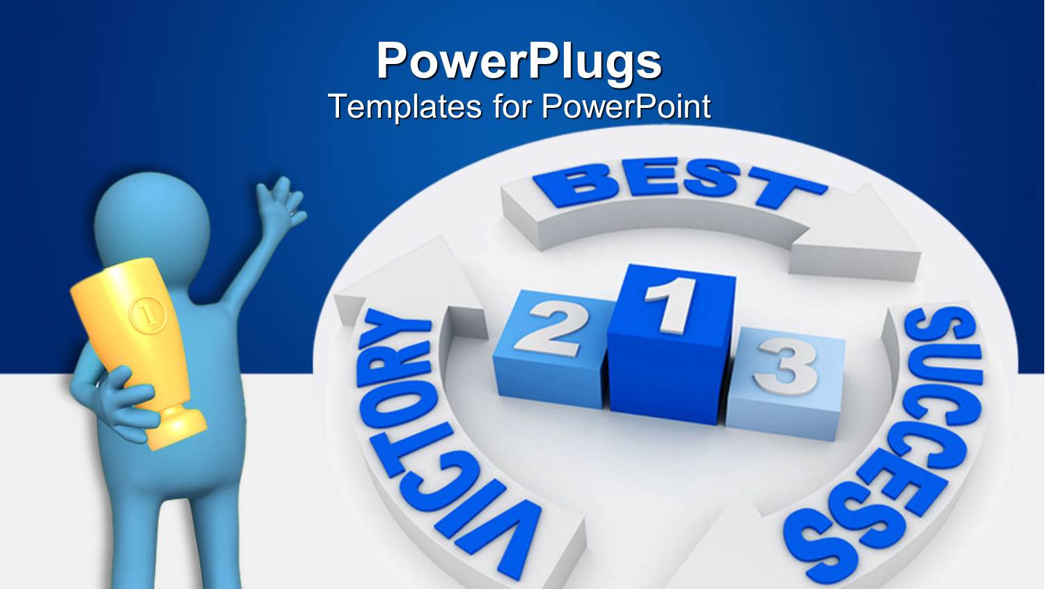 a Person Holding the Trophy with Bluish Background