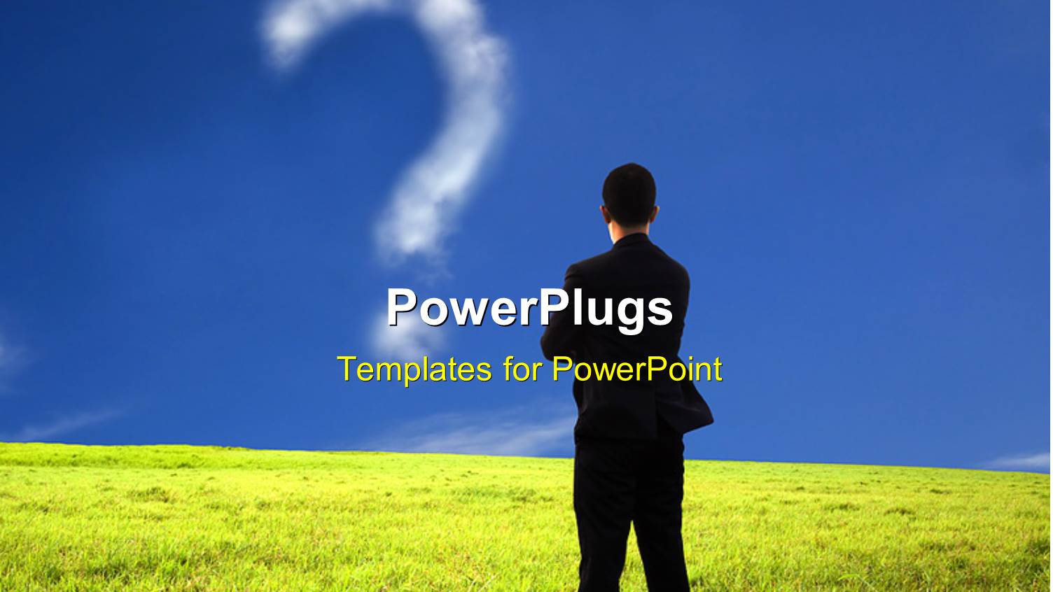 a Person Looking at a Question Mark with Place for Text