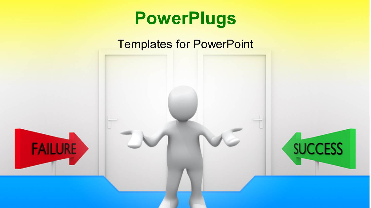 a Person Looking Towards Failure and Success with Yellowish Background