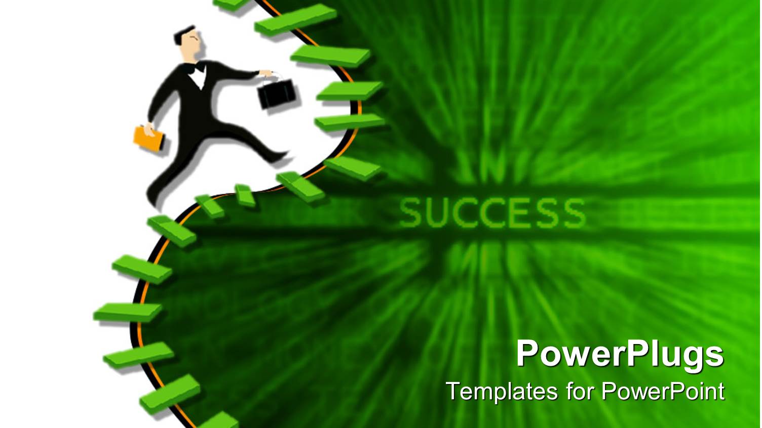 a Person with a Lot of Stairs and Greenish Background