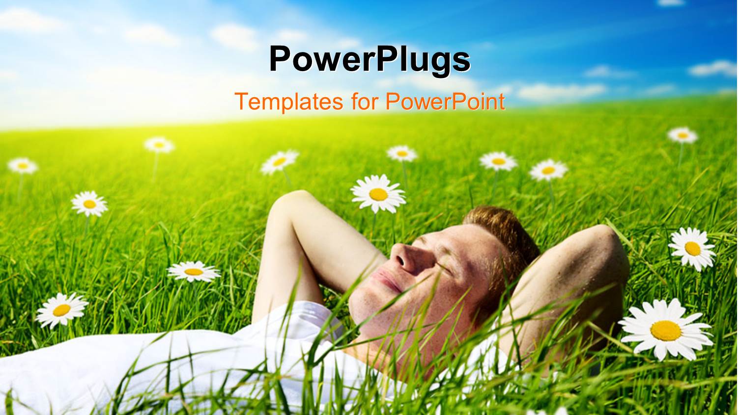 a Person Lying in the Grass with Clouds in the Background