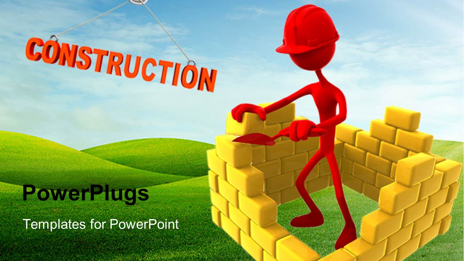 a Person with a Number of Bricks and Greenish Background