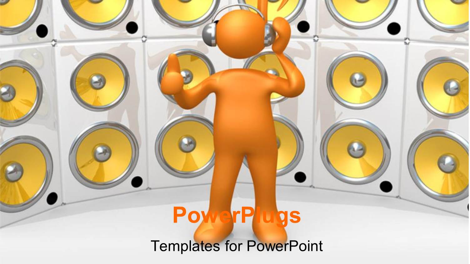 a Person and a Number of Speakers in the Background