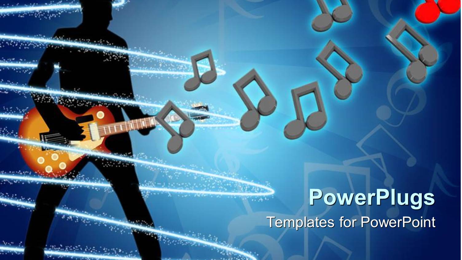 a Person Playing the Guitar with Music Signs in the Air