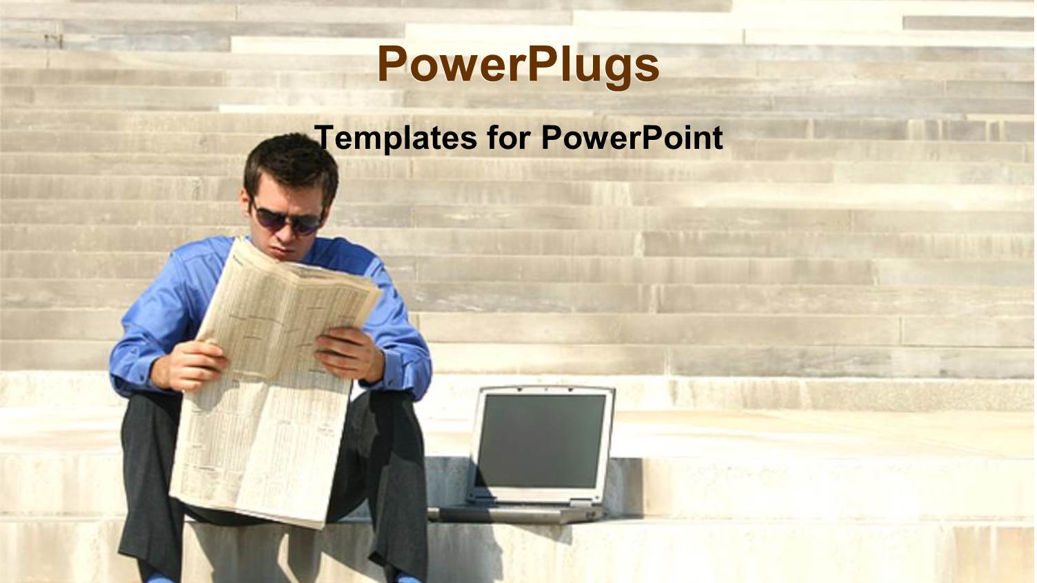 a Person Reading the News Paper with Laptop in the Background