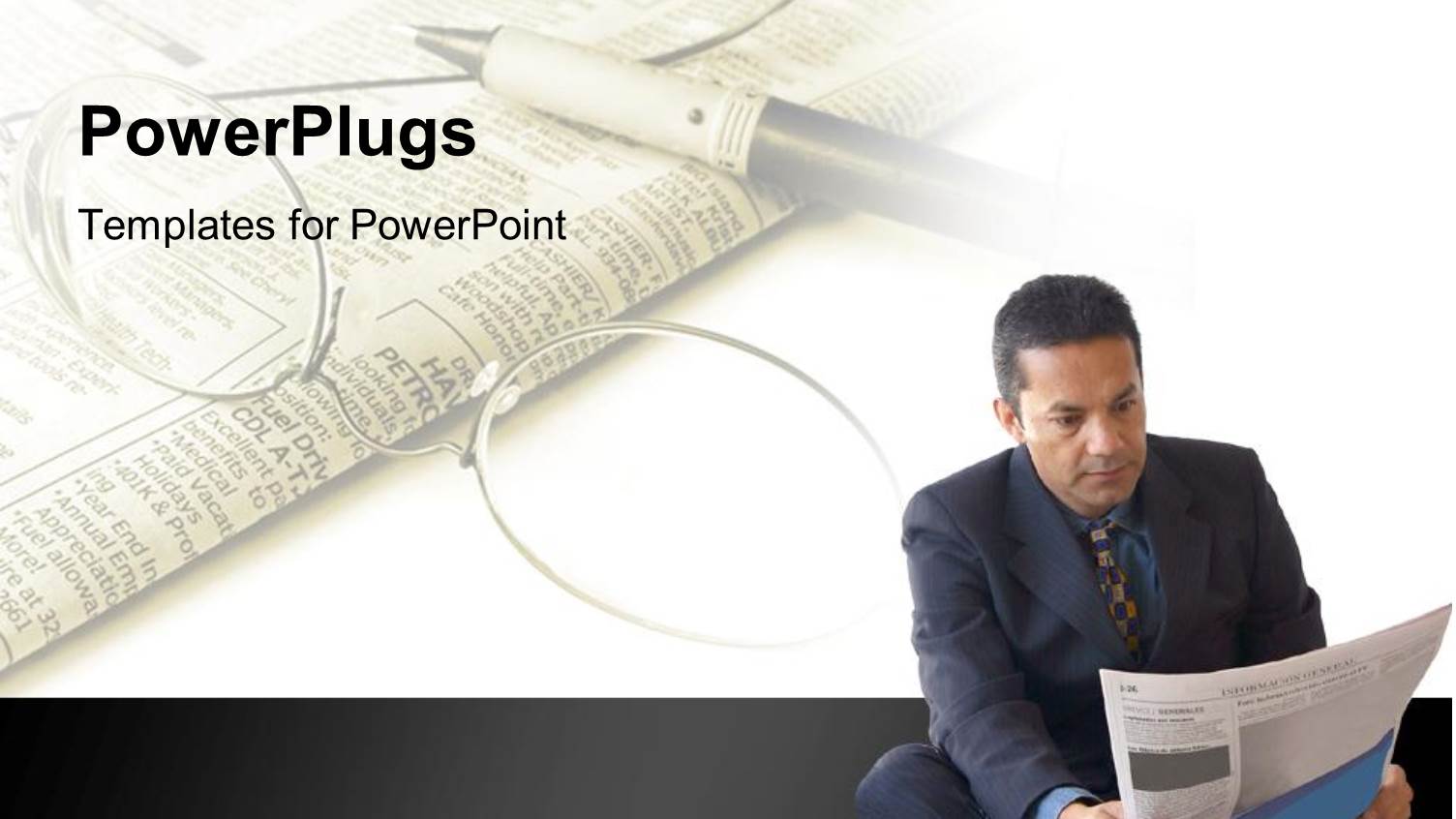 a Person Reading a Newspaper with Newspaper and Glasses in the Background