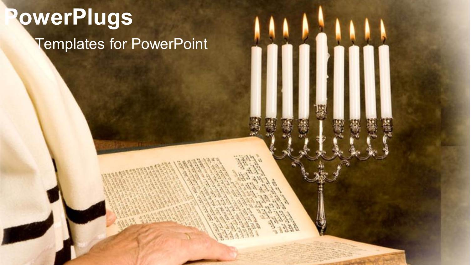 a Person Reciting the Torah with Candles in the Background