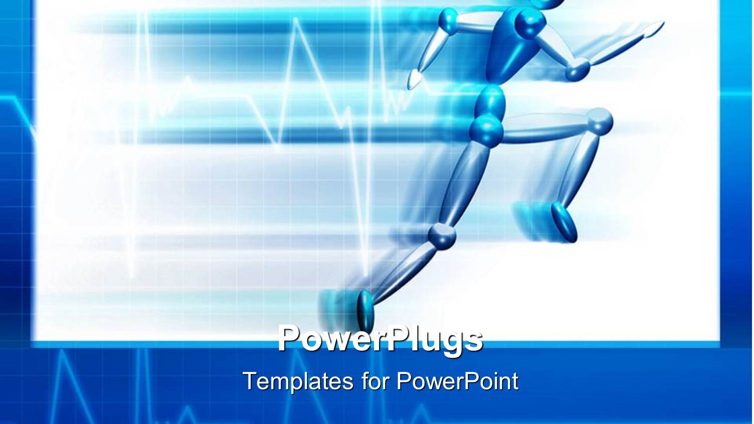 Person Running at a Fast Speed, Blue and White Line Graph Background