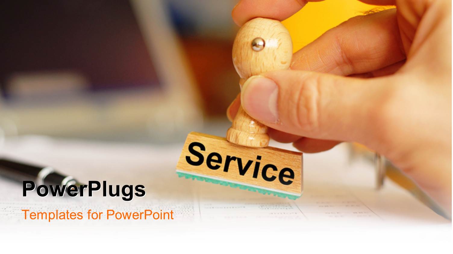 a Person Stamping on the Paper with a Wooden Stamp