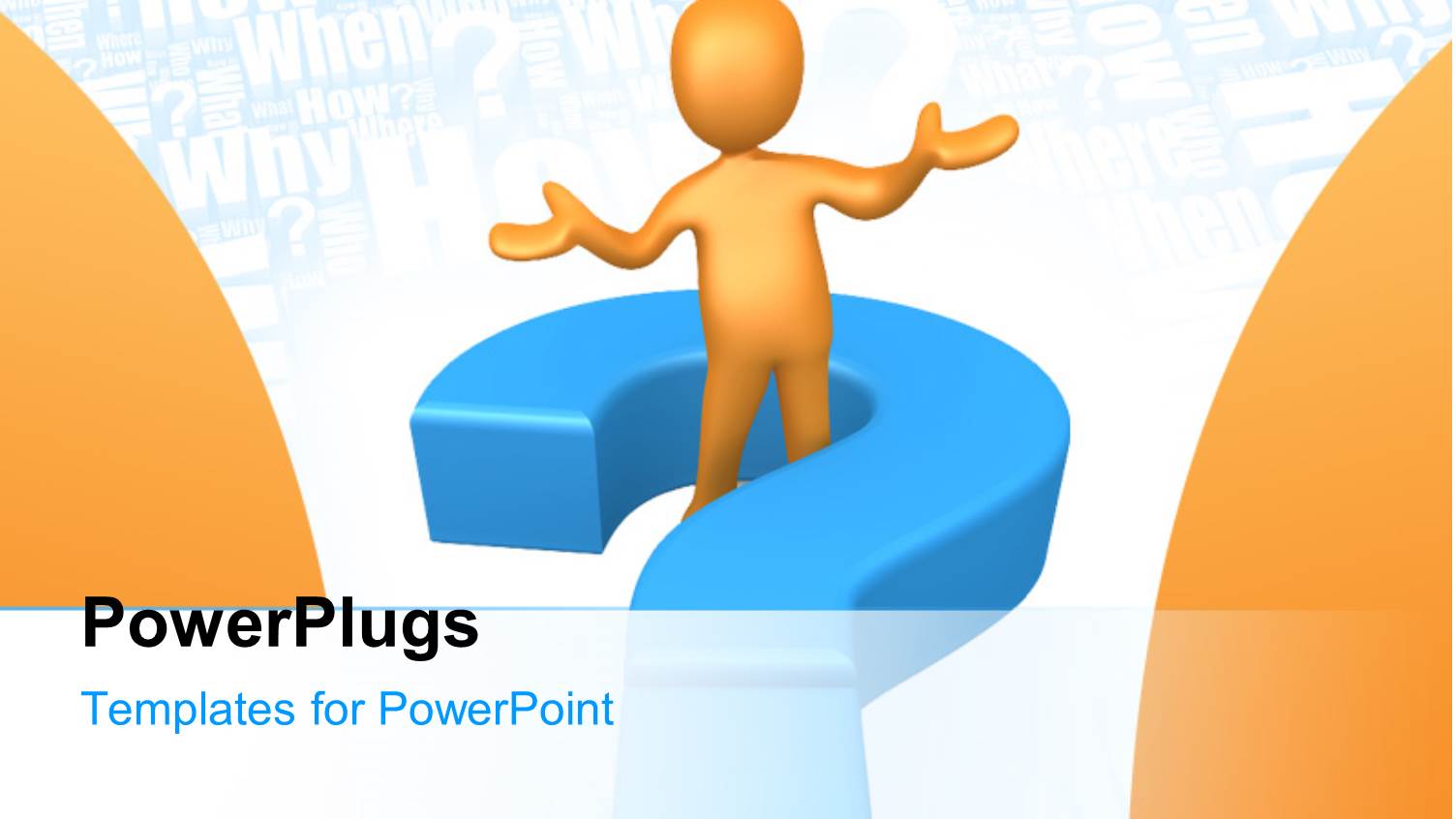 Person Standing in the Middle of a large Question Mark with Questions in the Background