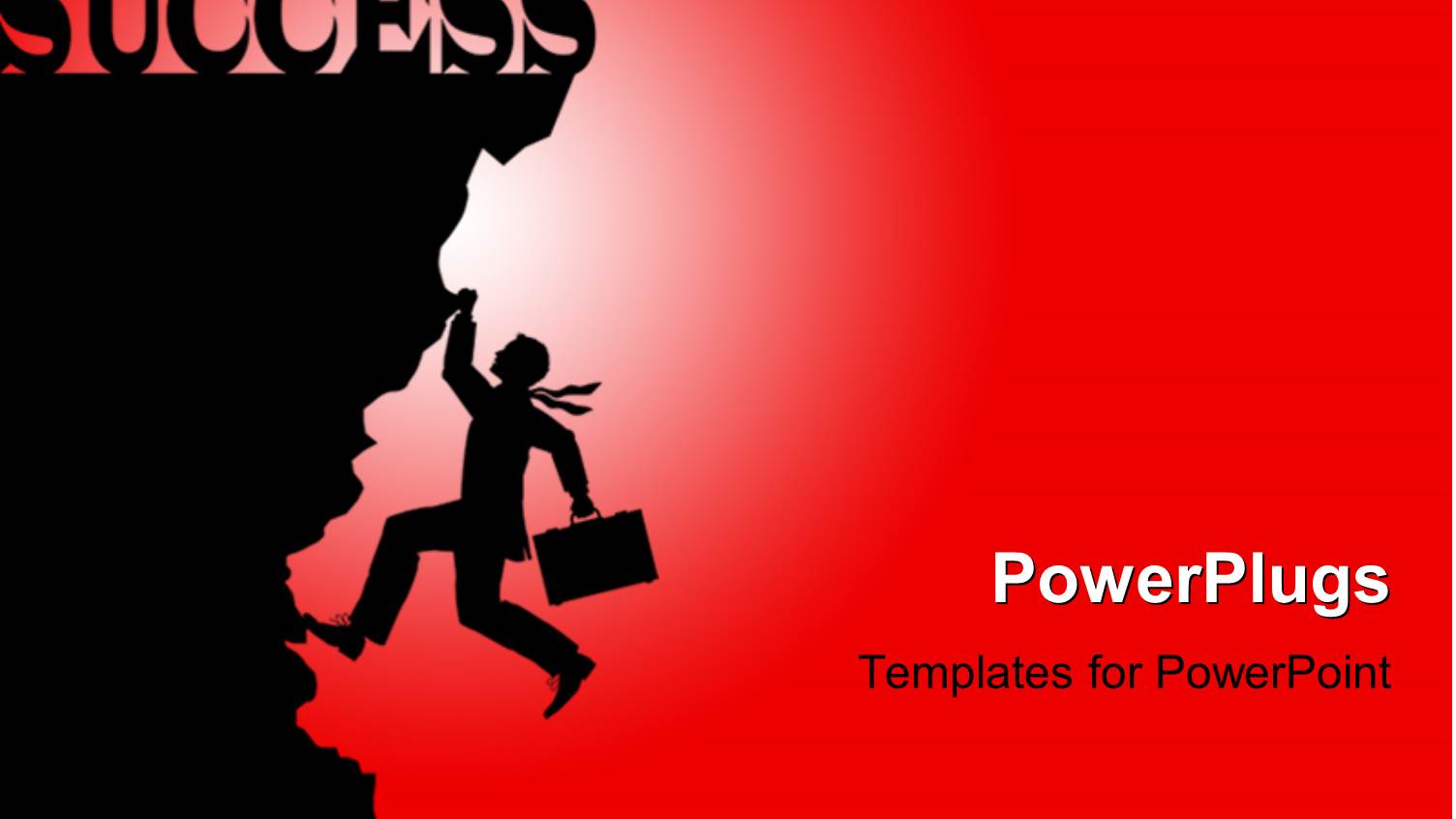 a Person Trying to Hold the Cliff with the Word Success on Top of it