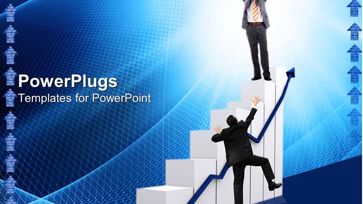 a Person Trying to Ladder Up on the Growth Graph with Bluish Background