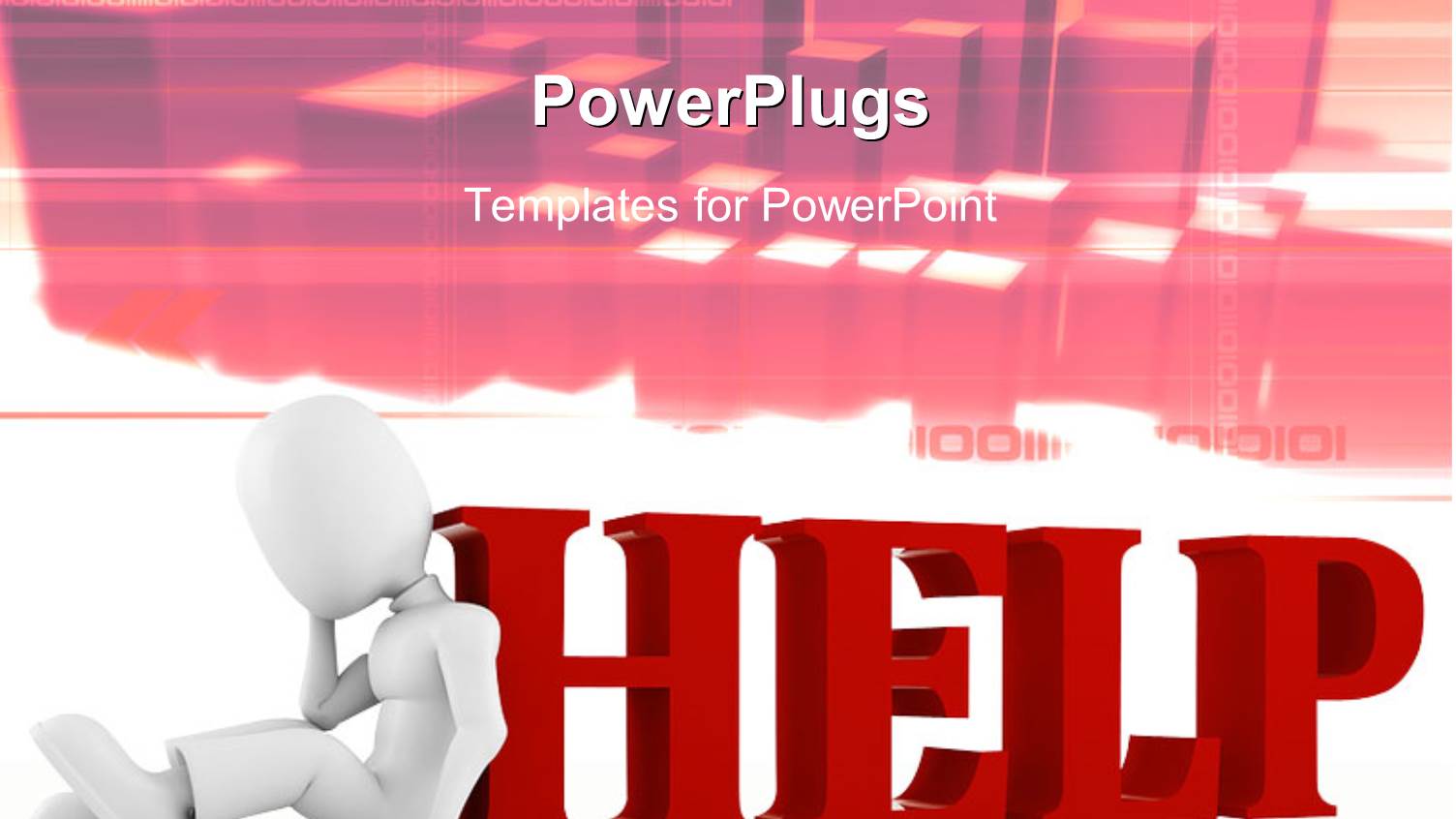 a Person with the Word Help and Buildings in the Background