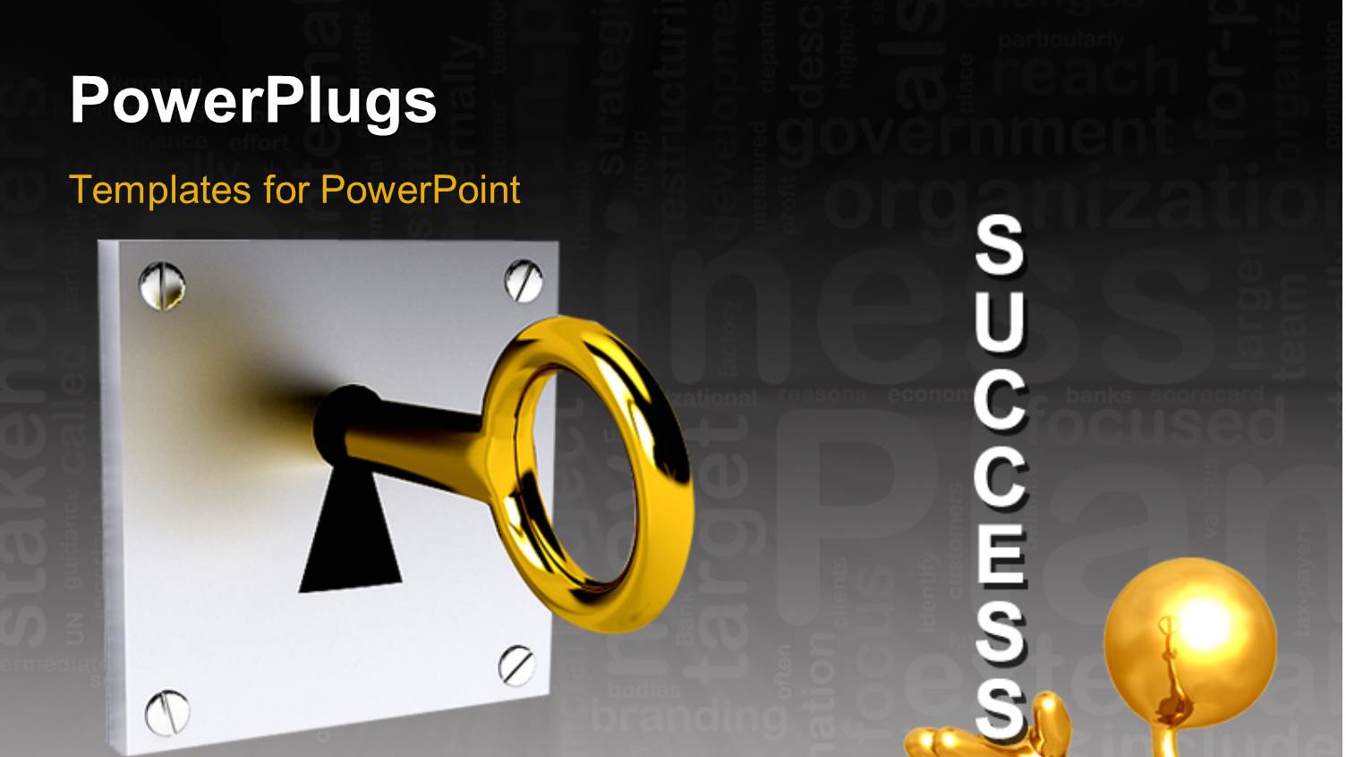 a Person with the Word Success and a Key in Background